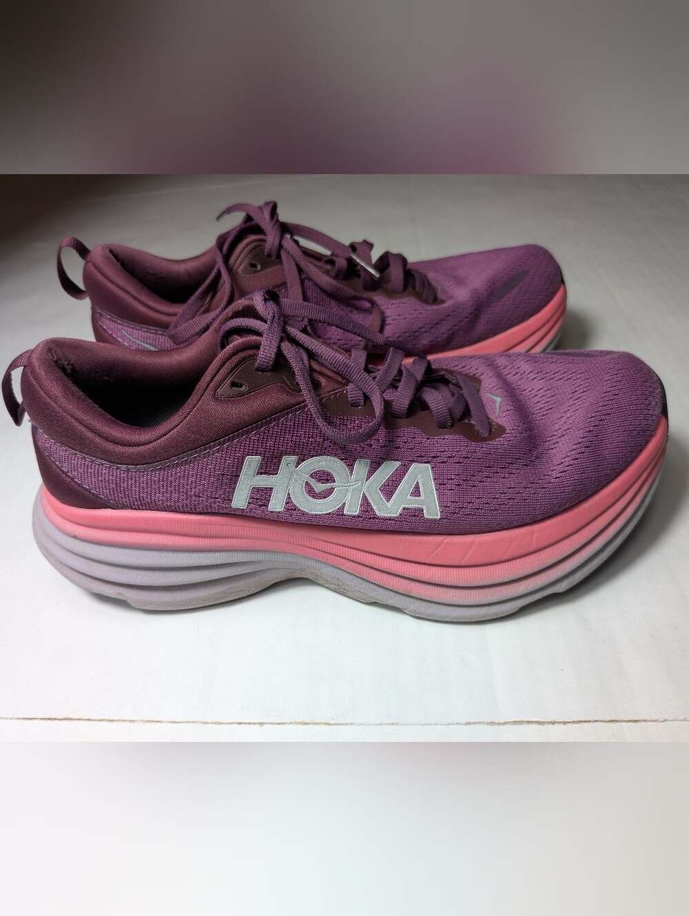 Hoka Bondi 8 Purple Athletic Shoes Women's Size 7.5 - Picture 2 of 15